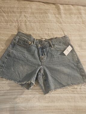 PacSun Light Blue High-Rise Frayed Hem Denim Shorts